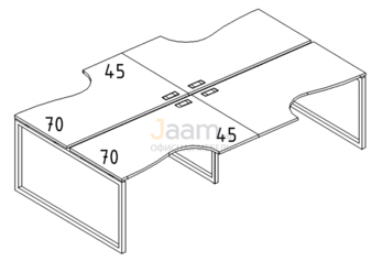 Мебель для персонала Рабочая станция со столами эргономичными "Классика" на металлокаркасе QUATTRO Б4 183-2 БП