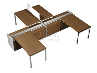 Мебель для персонала Рабочая станция (4x160) на 2-x опорных тумбах-купе с ProSystem КВ 0175 БН