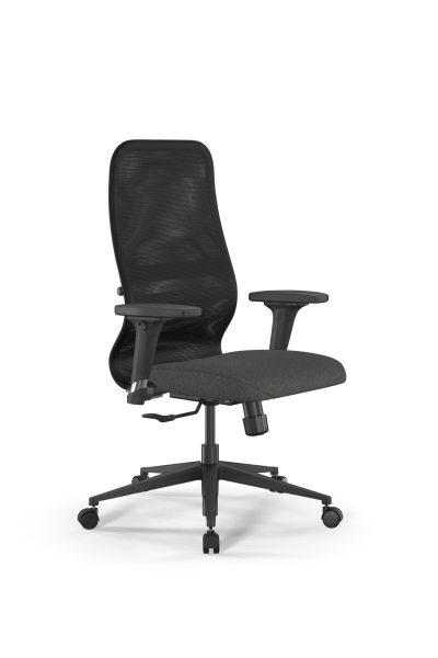 Кресло для руководителя Метта SynchroSit 8 B2-9D - X2+Bahama /Uh00/Wh12/D02P(M25.B11.G19.W02) (Темно-серый | Черный)