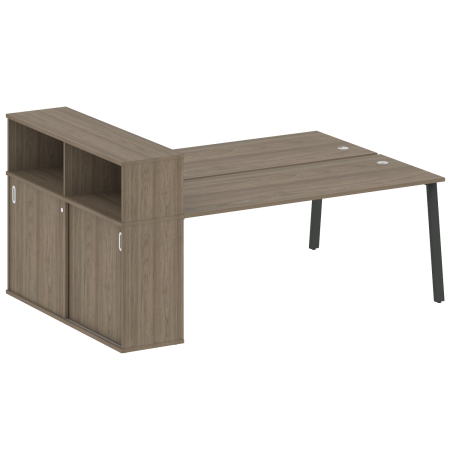 Рабочая станция с шкафом-купе на А-образном м/к Metal System Style БА.РС-СШК-2.5 Т 2210x1475x1098