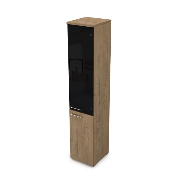 Пенал высокий со стеклом правый Gloss line 9НП.005.22 П 400x450x2045 (Teakwood)