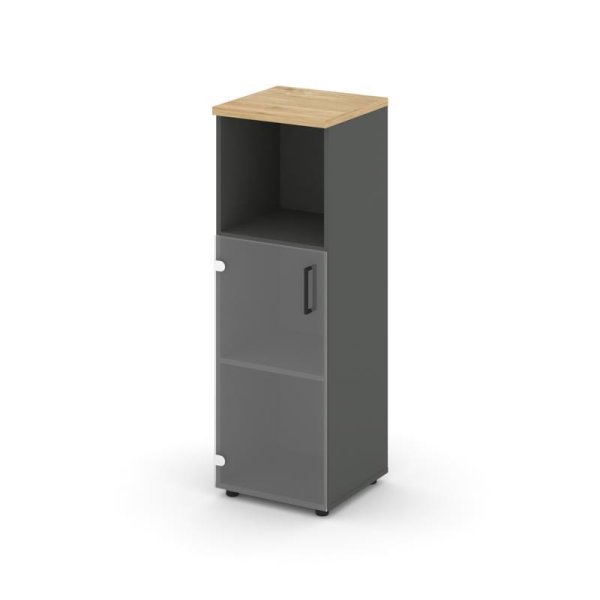 Шкаф средний узкий SN.STU-202(L) (400х400х1203) (Антрацит/Тиквуд Светлый/Прозрачный)