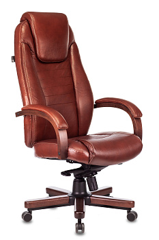 Кресло руководителя T-9923WALNUT светло-коричневый Leather EiCHel кожа крестов. металл/дерево