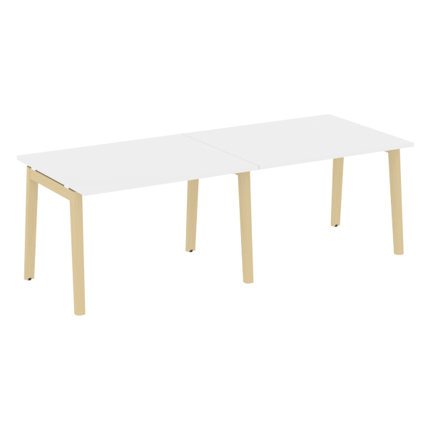 Стол переговорный на деревянных опорах Onix Wood OW.PRG-2.2 2360x980x750 (Белый Бриллиант/Дуб Светлый)