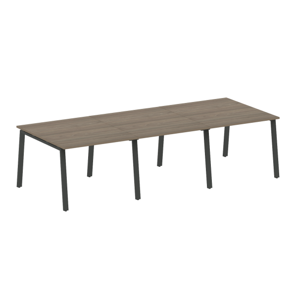 Стол для переговоров (3 столешницы) на А-образном м/к Metal System Style БА.ПРГ-3.1 3000x1235x750 (Вяз/Антрацит металл)
