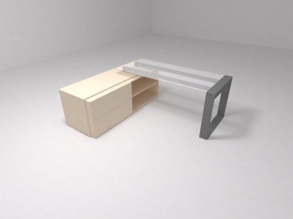 Стол для опорной тумбы, столешница стекло Brix BR.00.19 2200x1000x750 (Бежевый (акрил)Серый)
