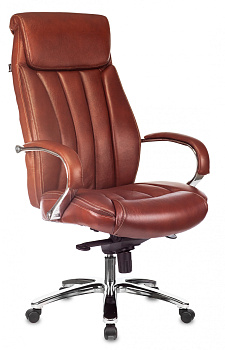 Кресло руководителя T-9922SL светло-коричневый Leather EiCHel кожа крестов. металл хром