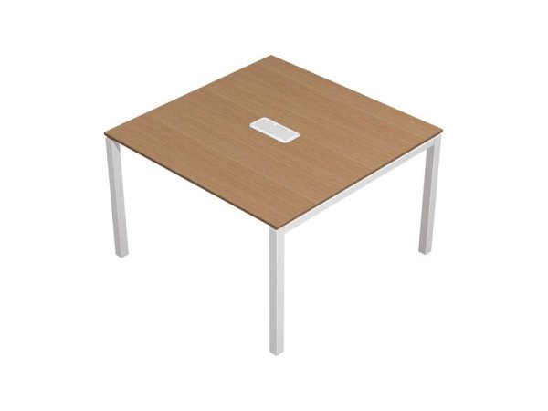 Стол для переговоров с кабель-каналом Profiquadro КВ 124 БВ 1200x1200x760 (Белый премиум / Вишня скандинавскаяСерый)