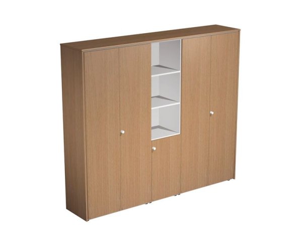 Шкаф комбинированный 5-секционный Profiquadro КВ 361 БН 2270x460x1990 (Белый премиум / Вишня скандинавская)